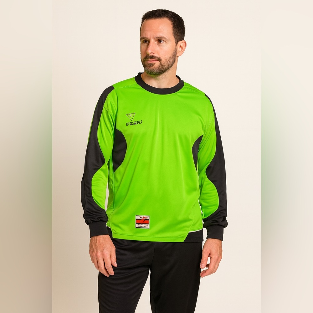 Vizari Soccer Goalie Jersey Neon Green Black Padded Long Sleeve AM